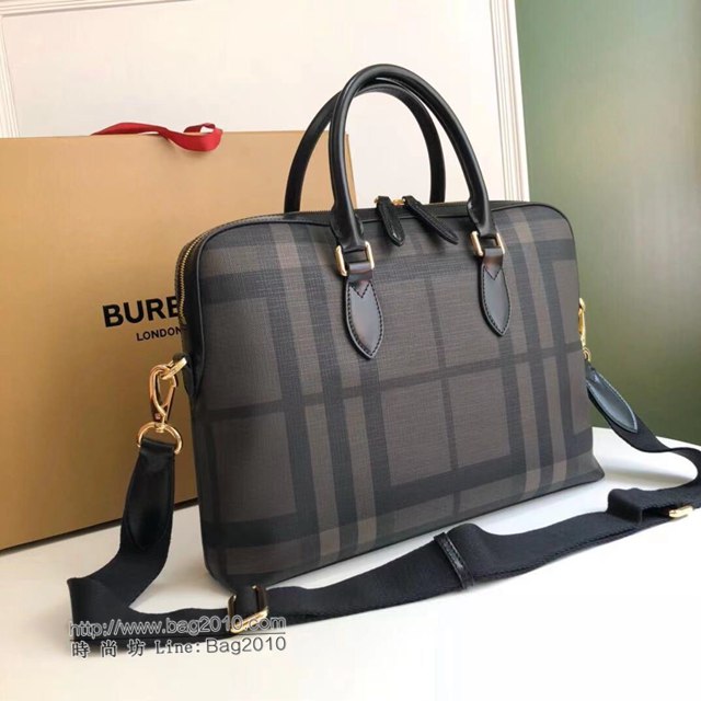 Burberry專櫃新款男包 巴寶莉經典煙熏格紋男士手提公事包  db1244